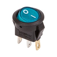 Выключатель клавишный синий круглый с подсветкой 250V 3А (3с) On-Off Micro (RWB-106, SC-214)