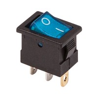 Выключатель клавишный синий с подсветкой 12V 15A (3c) On-Off Mini (RWB-206-1, SC-768)