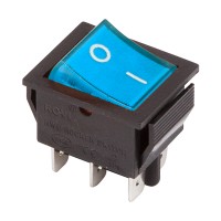 Выключатель клавишный синий с подсветкой 250V 15А (6с) On-On (RWB-506, SC-767)