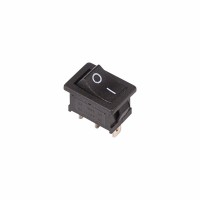 Выключатель клавишный черный б/фикc 250V 6А (3с) On-On Mini (RWB-202, SC-768)