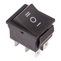 Выключатель клавишный черный с нейтралью 250V 15A (6c) On-Off-On (RWB-508, SC-767)