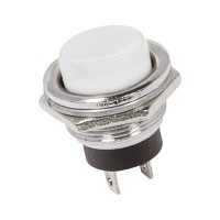 Выключатель-кнопка металл 220V 2А (2с) ON-OFF, белая, d=16.2 мм (RWD-306)