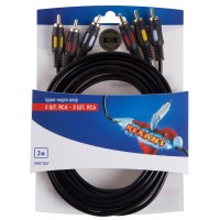 Шнур 3 RCA - 3 RCA 3.5 мм GOLD Rexant, премиум, 3 м