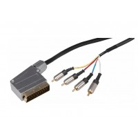 Шнур SCART - 4 RCA GOLD металл Rexant, премиум, 1.5 м