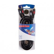 Шнур 2 RCA - 2 RCA 5 мм GOLD металл Rexant, премиум, 3 м