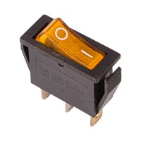 Выключатель клавишный желтый с подсветкой  250V 15A (3c) On-Off (RWB-404, SC-791, IRS-101-1C)