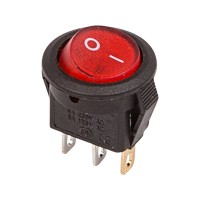 Выключатель клавишный красный круглый с подсветкой 250V 3А (3с) On-Off Micro (RWB-106, SC-214)