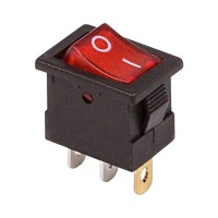 Выключатель клавишный красный с подсветкой 12V 15A (3c) On-Off Mini (RWB-206-1, SC-768)