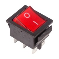Выключатель клавишный красный с подсветкой 250V 15А (6с) On-On (RWB-506, SC-767)