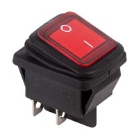 Выключатель клавишный красный с подсветкой и влагозащитой 250V 15А (4с) On-Off (RWB-507)