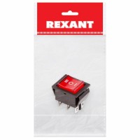 Выключатель клавишный красный с подсветкой и нейтралью 250V 15A (6c) On-Off-On (RWB-509, SC-767)