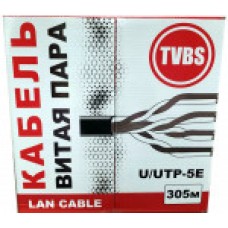 Кабель витая пара TVBS U/UTP кат.5е, 2х2х0.51, одножильный CCA, оболочка PVC серый (305м)