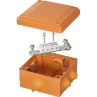 Коробка монтажная JBS100, огн. E110, о/п 100х100х55, без галогена, 6вых., IP55, 4P, (1,5-4мм2), цвет оранж. 43147HF
