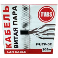 Кабель витая пара TVBS F/UTP кат.5е, 4х2х24AWG, одножильный CU, оболочка PE черный (305м)